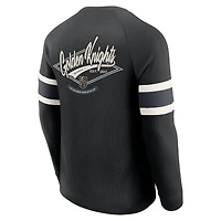 Men's Darius Rucker Collection by Fanatics Black Vegas Golden Knights Waffle-Knit Raglan Long Sleeve Henley T-Shirt