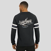 T-shirt Henley à manches longues raglan en tricot gaufré noir pour homme de la collection Darius Rucker par Fanatics, Vegas Golden Knights
