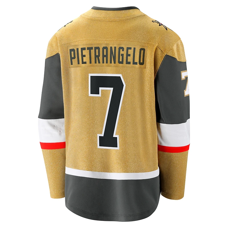 Maillot d'évasion à domicile Fanatics Alex Pietrangelo Gold Vegas Golden Knights pour hommes