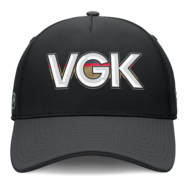 Casquette Fanatics noire/anthracite pour homme Vegas Golden Knights Authentic Pro Rink Team Code Flex