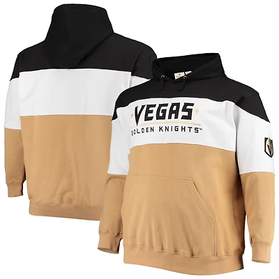 Sweat à capuche en polaire color block Fanatics pour hommes, noir/or, Vegas Golden Knights, Big & Tall