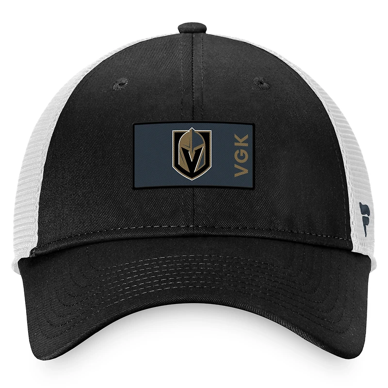 Fanatics Black Vegas Golden Knights 2022 NHL Draft pour hommes - Casquette réglable authentique Pro Rink Trucker