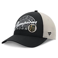 Casquette ajustable Fanatics Black Vegas Golden Knights pour hommes, champions de la division Pacifique 2025, vestiaire