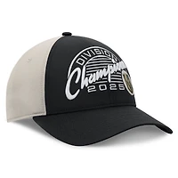 Casquette ajustable Fanatics Black Vegas Golden Knights pour hommes, champions de la division Pacifique 2025, vestiaire