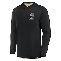 Men's Fanatics Black Vegas Golden Knights Adrenaline Push Long Sleeve Henley Shirt