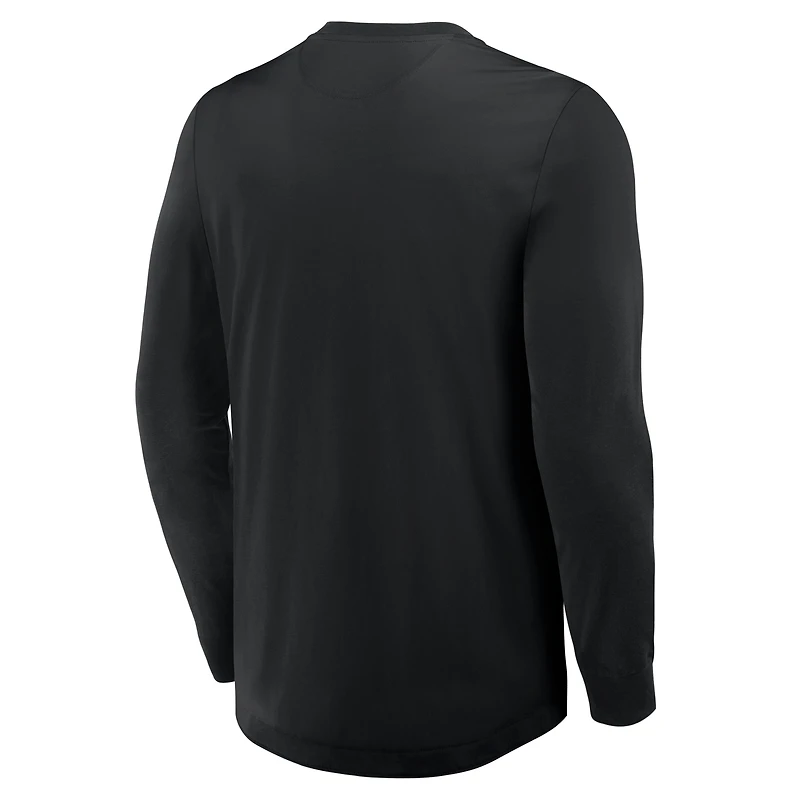 Men's Fanatics Black Vegas Golden Knights Adrenaline Push Long Sleeve Henley Shirt