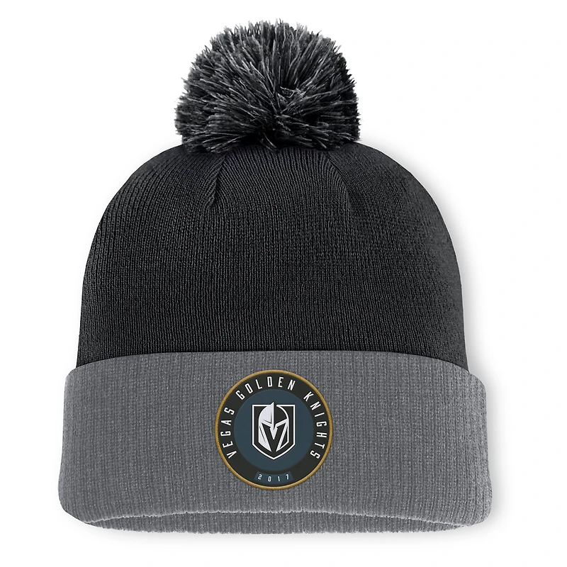 Men's Fanatics  Black Vegas Golden Knights Aspyn Cuffed Knit Hat with Pom
