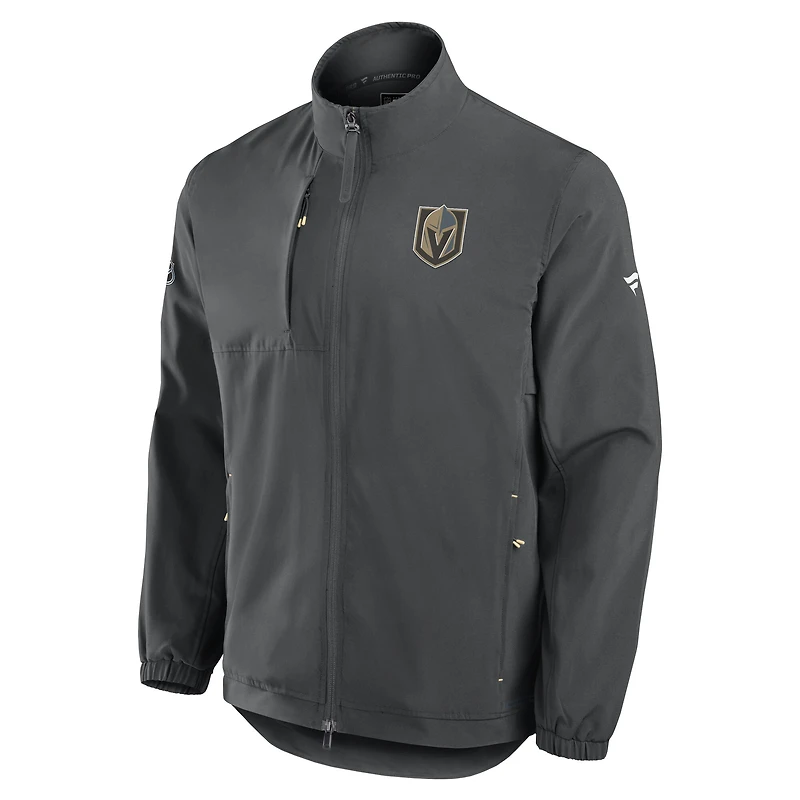 Veste d'entraîneur entièrement zippée Fanatics Black Vegas Golden Knights Authentic Pro Rink pour homme