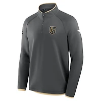 Men's Fanatics Black Vegas Golden Knights Authentic Pro Rink Raglan Quarter-Zip Pullover