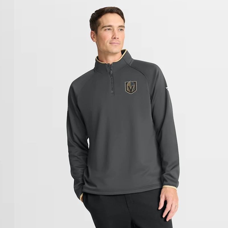 Pull raglan à quart de zip Fanatics Black Vegas Golden Knights Authentic Pro Rink pour homme
