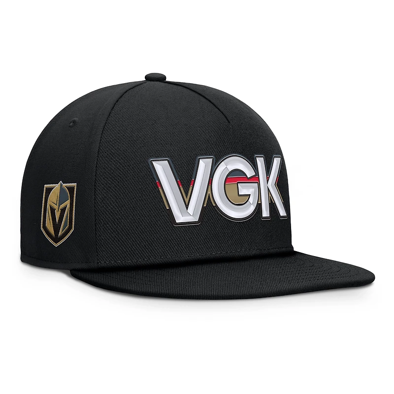 Men's Fanatics Black Vegas Golden Knights Authentic Pro Rink Team Code Snapback Hat