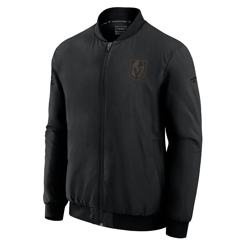 Men's Fanatics Black Vegas Golden Knights Authentic Pro Road Lightweight Full-Zip Bomber Jacket