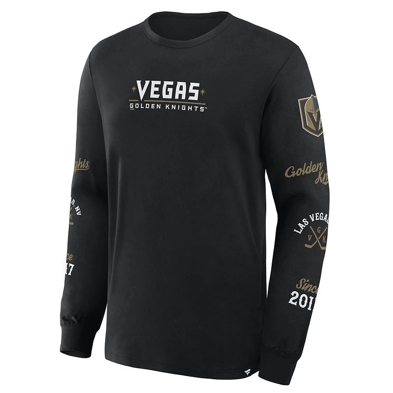 Men's Fanatics Black Vegas Golden Knights Boxed Legacy Long Sleeve T-Shirt