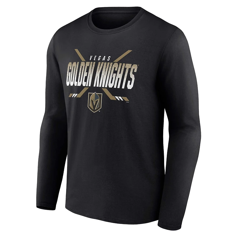 T-shirt à manches longues Covert Fanatics Black Vegas Golden Knights pour hommes