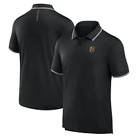 Polo noir Fanatics pour hommes avec logo monochrome du Front Office Move des Vegas Golden Knights