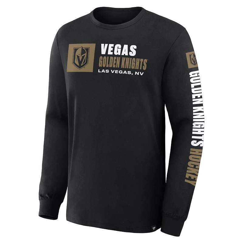 Men's Fanatics Black Vegas Golden Knights Goal Crease Legacy Long Sleeve T-Shirt