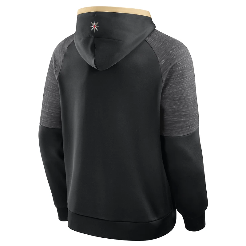 Sweat à capuche raglan Fanatics noir pour homme, modèle Vegas Golden Knights, gardien de but/défenseur
