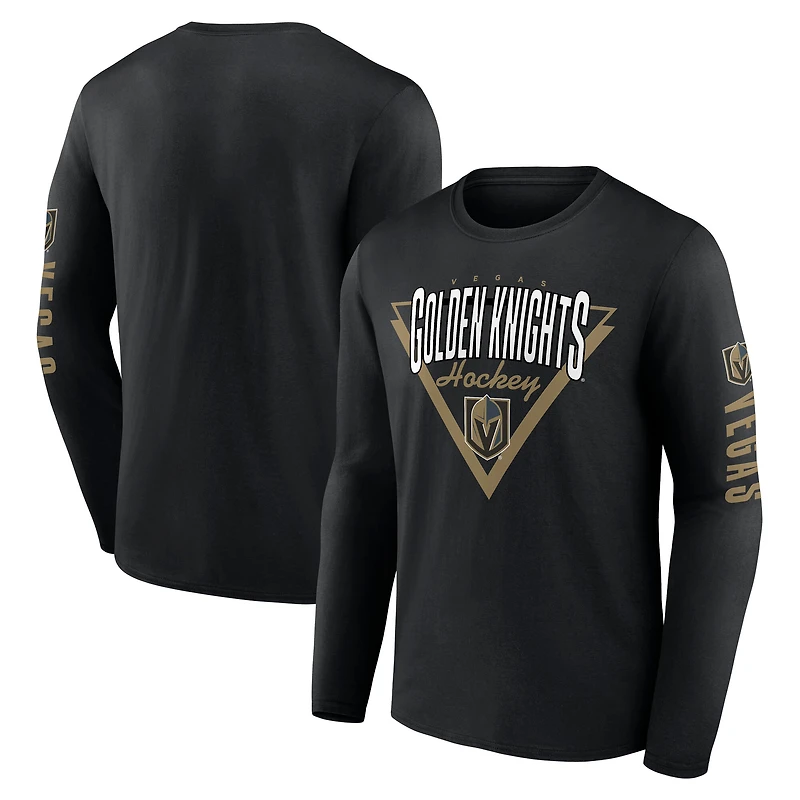 T-shirt à manches longues Fanatics pour hommes, noir, Vegas Golden Knights Headline