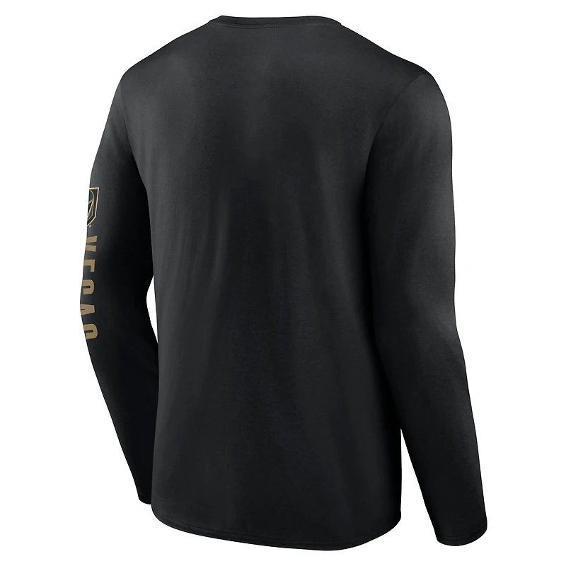 T-shirt à manches longues Fanatics pour hommes, noir, Vegas Golden Knights Headline