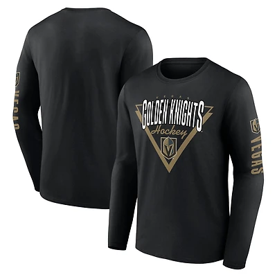 T-shirt à manches longues Fanatics pour hommes, noir, Vegas Golden Knights Headline