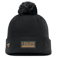 Bonnet en tricot à revers avec pompon pour homme Fanatics Black Vegas Golden Knights Military Appreciation