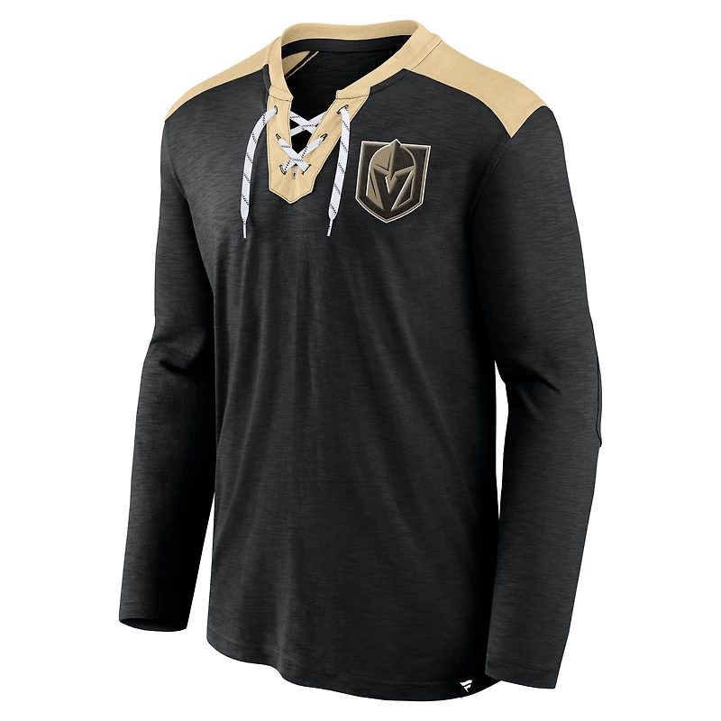 Men's Fanatics Black Vegas Golden Knights Special Edition 2.0 Long Sleeve Lace-Up T-Shirt