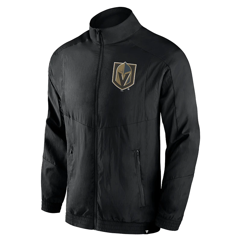 Veste coupe-vent entièrement zippée Fanatics Black Vegas Golden Knights Step Up Crinkle Raglan pour hommes
