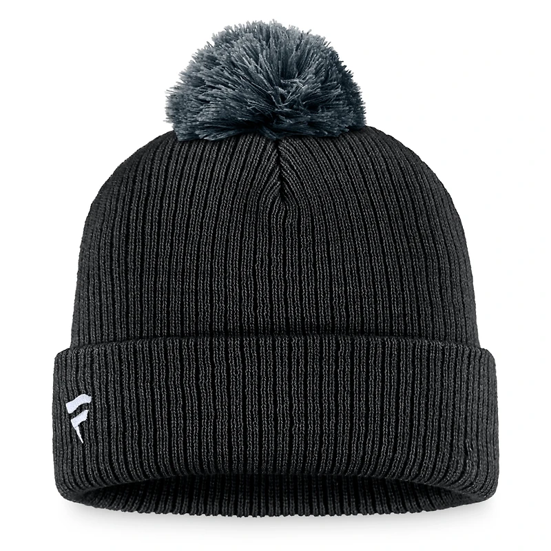 Bonnet en tricot à revers de l'équipe Fanatics Black Vegas Golden Knights pour hommes avec pompon