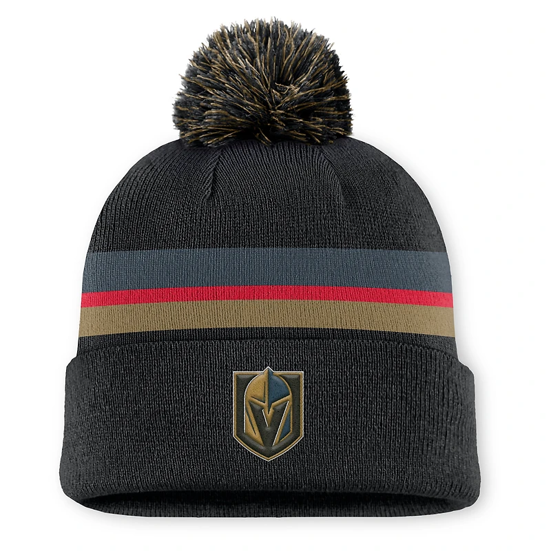 Men's Fanatics Charcoal Vegas Golden Knights Authentic Pro Rink Cuffed Knit Hat with Pom