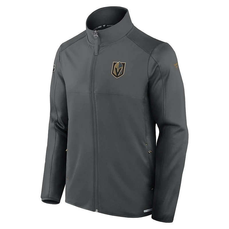Veste polaire zippée intégrale Fanatics pour homme, couleur charbon, Vegas Golden Knights Authentic Pro Rink