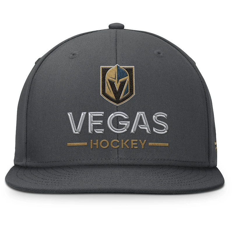Casquette snapback authentique Pro Rink Lockup des Golden Knights de Vegas pour homme, couleur charbon Fanatics