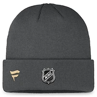 Bonnet en tricot à revers Authentic Pro Training Camp Fanatics Charcoal Vegas Golden Knights pour hommes