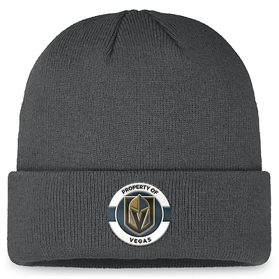 Bonnet en tricot à revers Authentic Pro Training Camp Fanatics Charcoal Vegas Golden Knights pour hommes