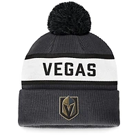 Men's Fanatics Charcoal Vegas Golden Knights Fundamental Wordmark Cuffed Knit Hat with Pom