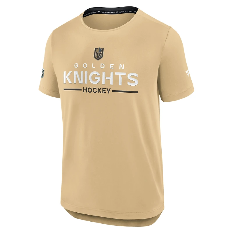 Men's Fanatics Gold Vegas Golden Knights Authentic Pro Rink Tech T-Shirt
