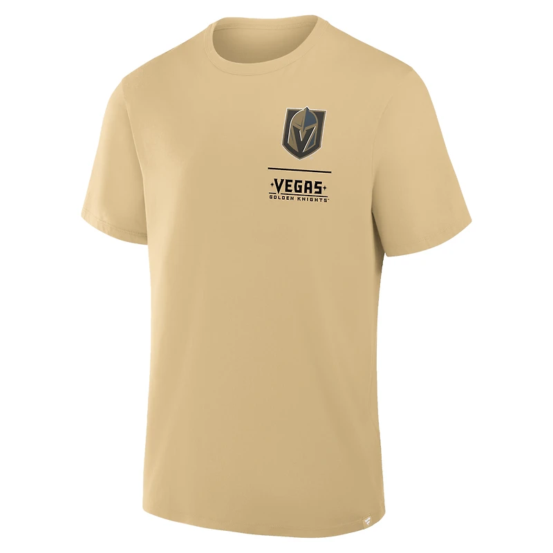 T-shirt Fanatics Gold Vegas Golden Knights pour homme Crash The Net Legacy