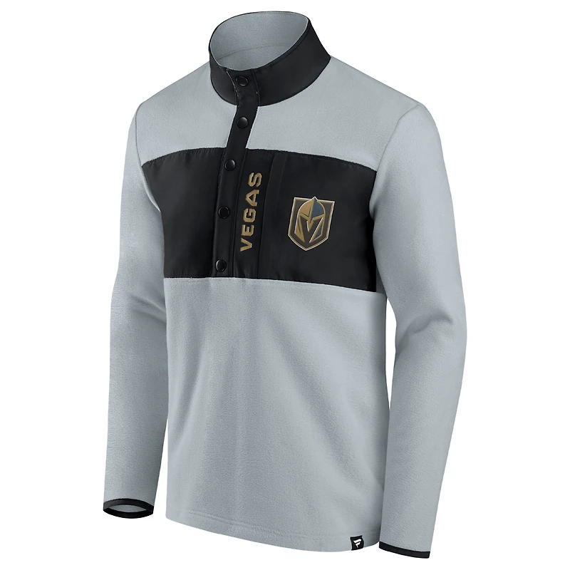 Men's Fanatics Gray/Black Vegas Golden Knights Hockey Polar Fleece Quarter-Snap Jacket