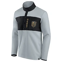 Men's Fanatics Gray/Black Vegas Golden Knights Hockey Polar Fleece Quarter-Snap Jacket