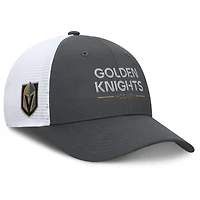 Men's Fanatics Gray/White Vegas Golden Knights Authentic Pro Rink Lockup Adjustable Trucker Hat