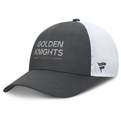 Men's Fanatics Gray/White Vegas Golden Knights Authentic Pro Rink Lockup Adjustable Trucker Hat