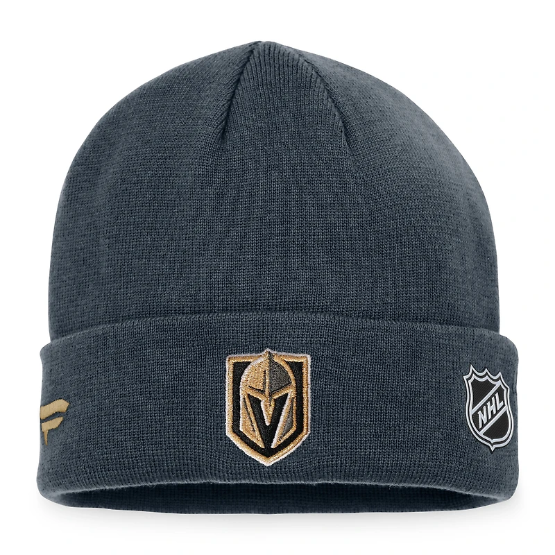 Fanatics pour hommes gris Vegas Golden Knights Repêchage 2022 de la LNH - Authentique bonnet en tricot à revers pour patinoire professionnelle