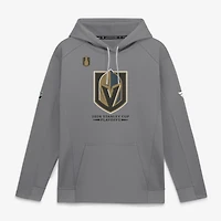 Sweat à capuche authentique Pro Rink Fly en polaire grise pour homme, Vegas Golden Knights, séries éliminatoires de la Coupe Stanley 2026, Fanatics.