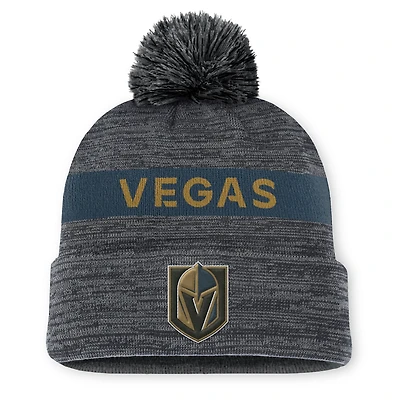 Bonnet en tricot à revers avec pompon authentique Pro Rink Vegas Golden Knights de Fanatics pour hommes gris