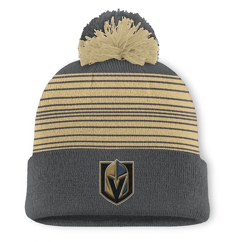 Bonnet tricoté à revers et pompon Fundamental Spirit des Golden Knights de Vegas pour homme, gris