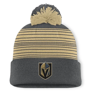 Bonnet tricoté à revers et pompon Fundamental Spirit des Golden Knights de Vegas pour homme, gris