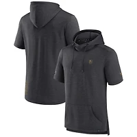 Men's Fanatics  Heather Charcoal Vegas Golden Knights Authentic Pro Short Sleeve Pullover Hoodie