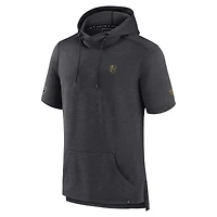 Men's Fanatics  Heather Charcoal Vegas Golden Knights Authentic Pro Short Sleeve Pullover Hoodie
