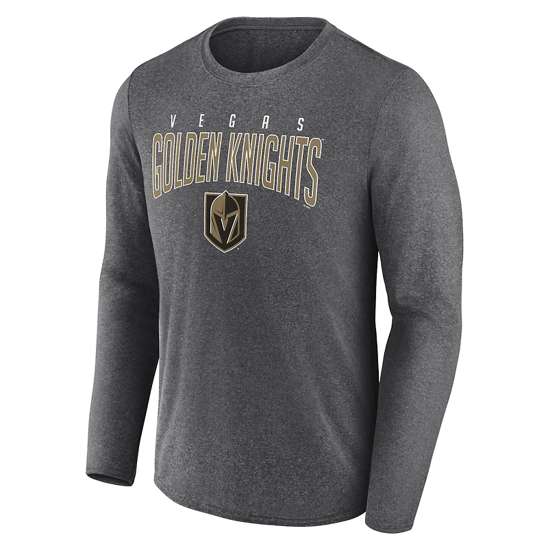 T-shirt à manches longues Fanatics Heather Charcoal Vegas Golden Knights édition spéciale 2.0 Scoring Chance pour hommes