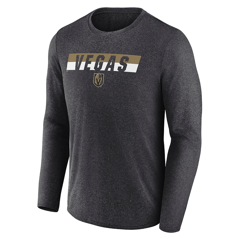 T-shirt à manches longues de transition Fanatics Heather Charcoal Vegas Golden Knights pour hommes