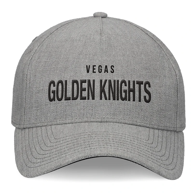 Casquette à bretelles en cuir avec cadre en A pour hommes Fanatics Heather Grey Vegas Golden Knights Elements